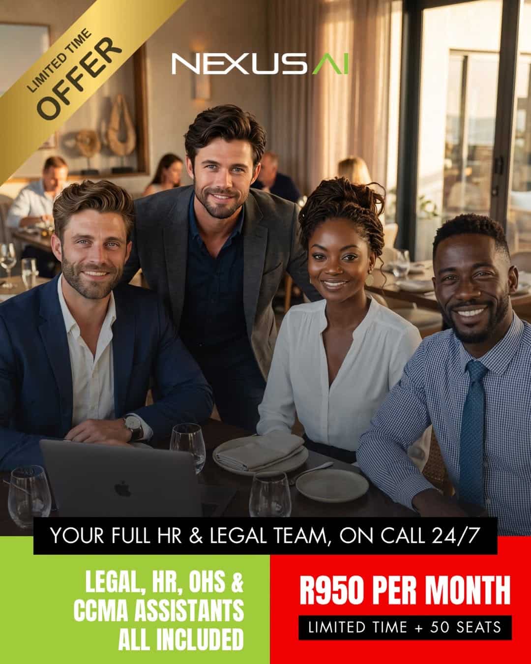 NexusAI limited time offer: Legal, HR, OHS and CCMA assistants for R950 per month, 50 seats only