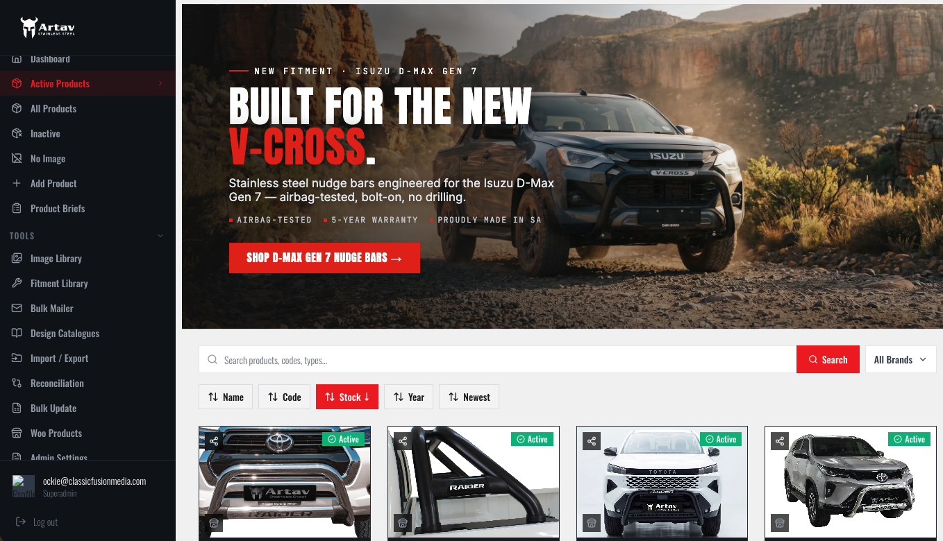 Artav custom fitment instruction application built by Classic Fusion Media