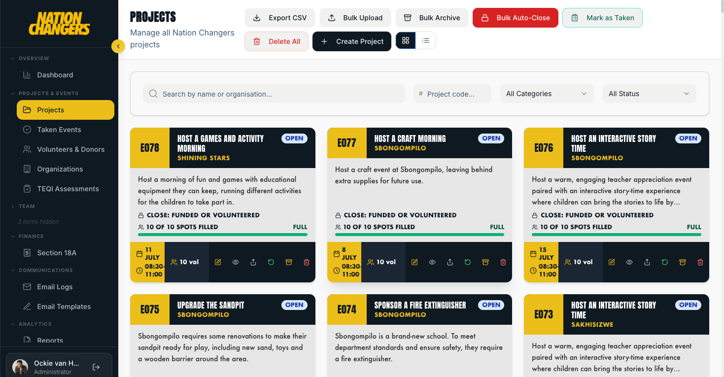 Nation Changers community projects platform built by Classic Fusion Media